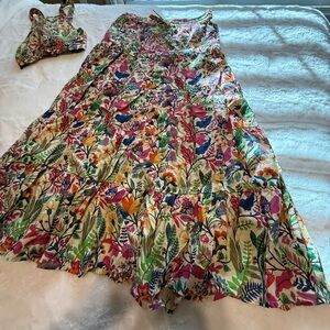 Floral Maxi Dress with Matching Top